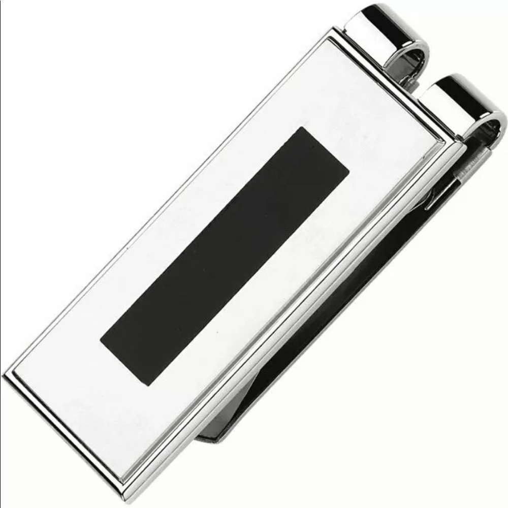 Stainless Steel and Black Enamel Money Clip